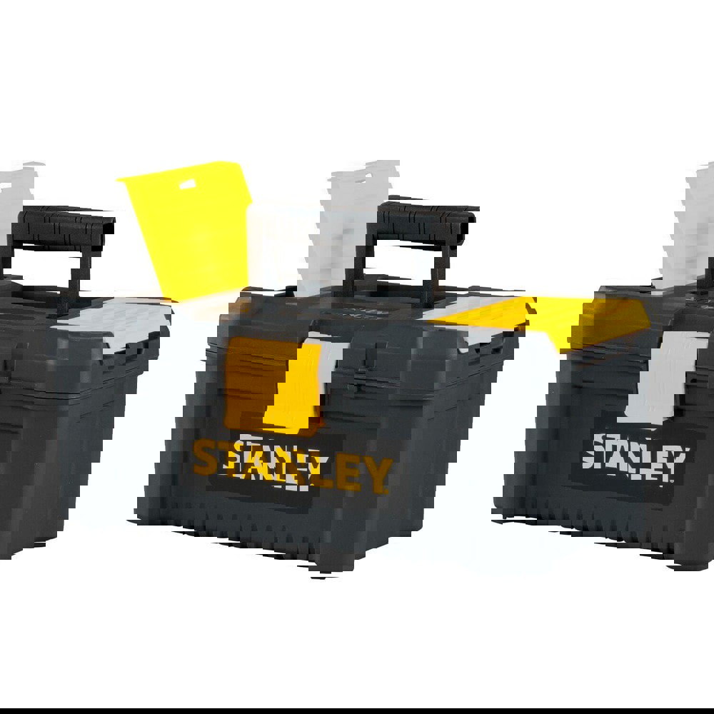 Tool Boxes, Cases & Chests; Color: Black; Yellow ; Material: Polyethylene ; Features: Pad eye lock, enables to lock the toolbox; Tool tray with handle and enabled side access for flexible storage solutions ; Includes: 12.5 IN ESSENTIAL TOOLBOX